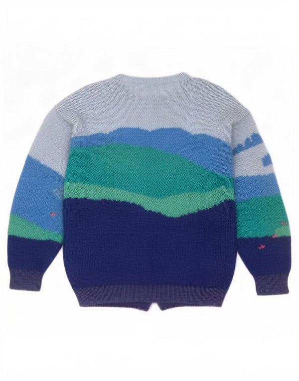 vintage Womens Cardigan Sweater UK 18 XL Colorblock multicolore
