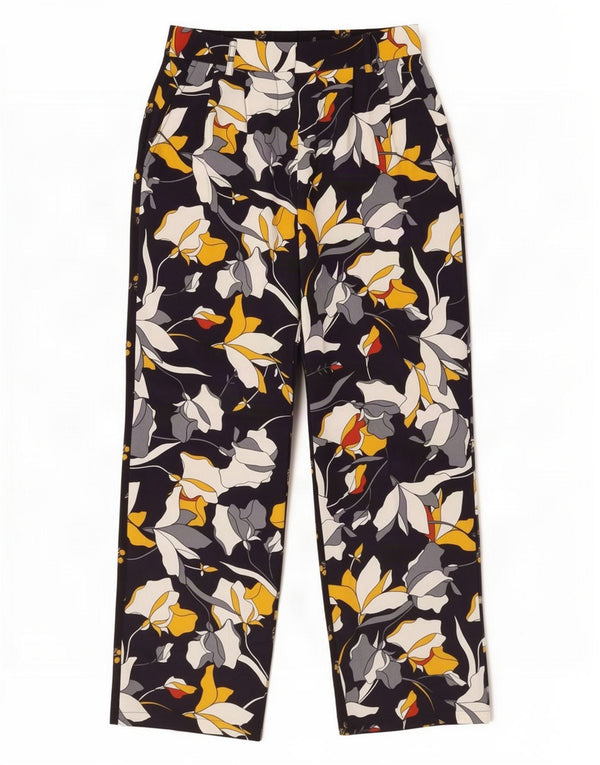 French Connection Pantalon Chino Femme UK 8 Small W24 L31 Noir Floral