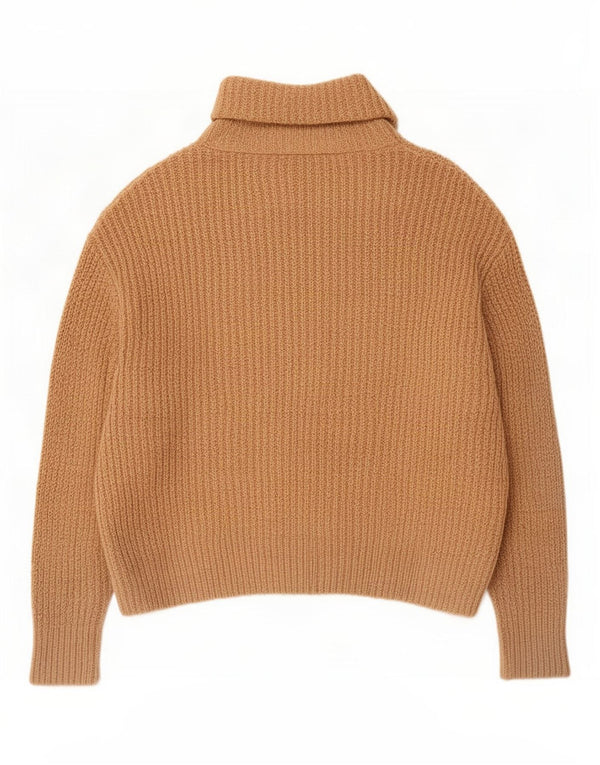 Zara Pull surdimensionné à col roulé pour femme UK 10 Petit Acrylique Beige
