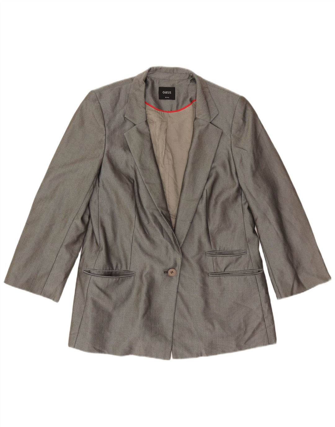 Oasis Veste blazer à manches 3/4 pour femme 1 bouton UK 16 Large Gris Polyester