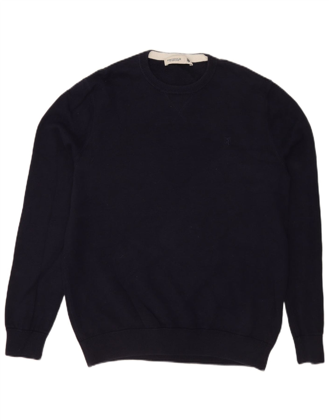 Pringle Pull Col Rond Homme Bleu Marine Moyen Coton