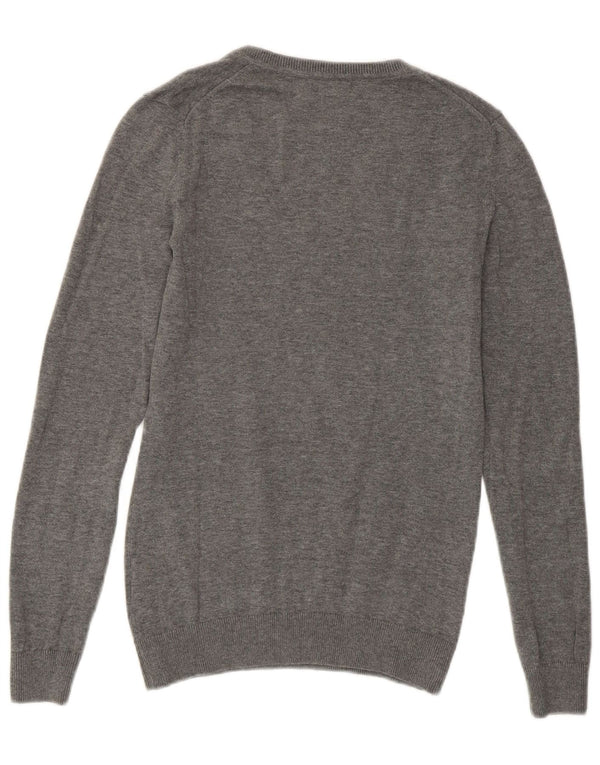 TOMMY HILFIGER Pull col en V pour femme UK 6 XS Gris Argyle/Diamant