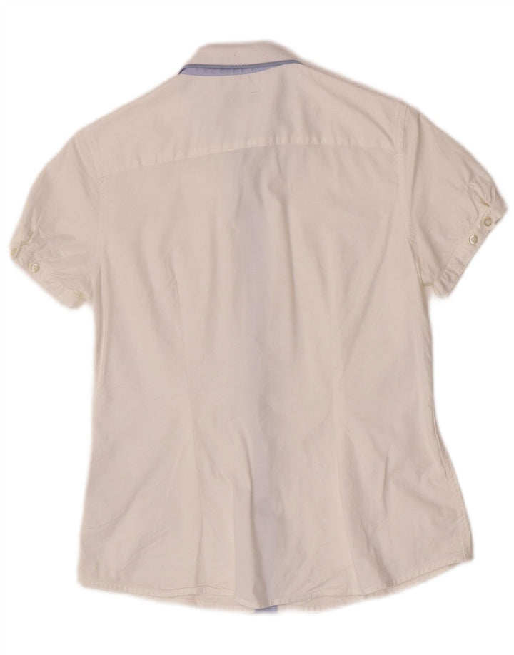 Fred Perry Chemise à manches courtes coupe régulière pour femme UK 12 coton blanc moyen
