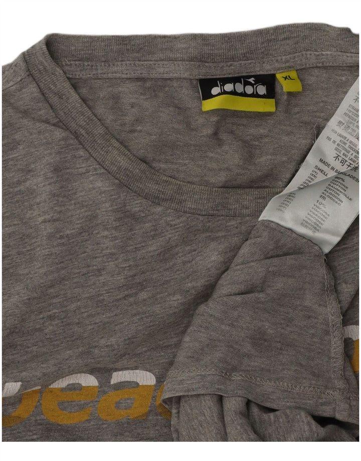 DIADORA T-Shirt Graphique Homme XL Gris Moucheté Coton