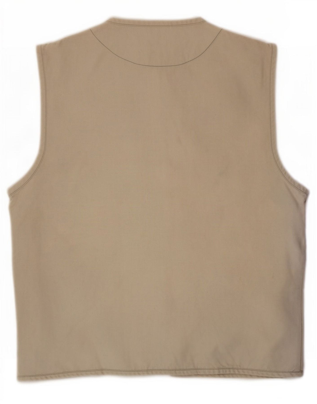 vintage Womens Utility Gilet UK 14 Coton Beige Moyen