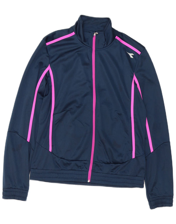 Diadora Veste de survêtement pour femme UK 14 Large Bleu marine rayé Sports