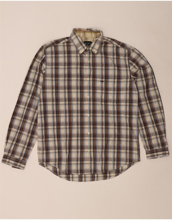 Dockers Chemise Homme Taille 42/44 Grand Coton à Carreaux Marron