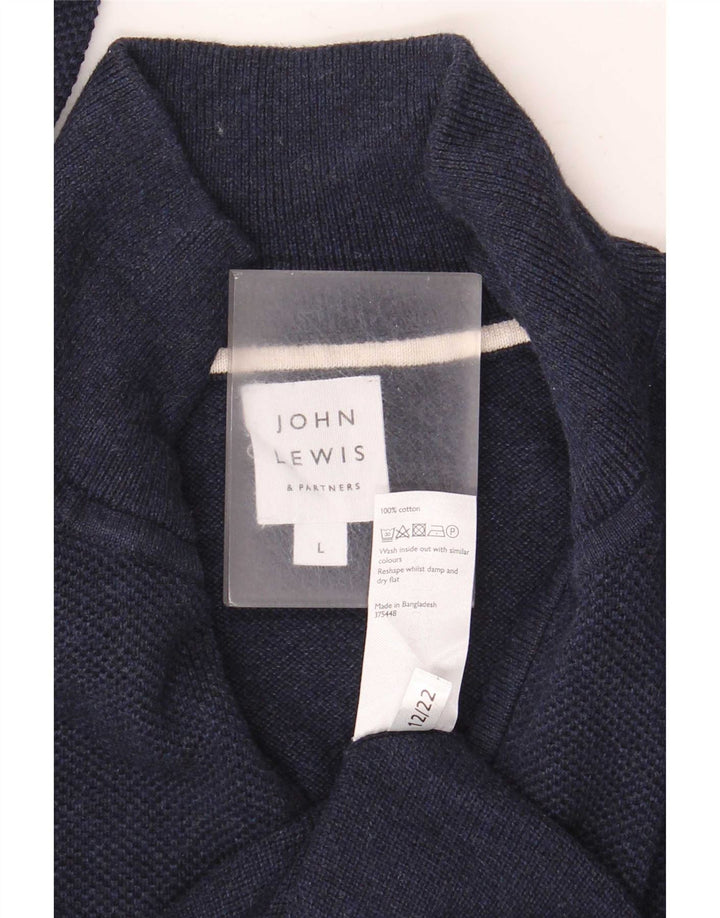 John Lewis Pull à col zippé pour homme en coton bleu marine Taille L