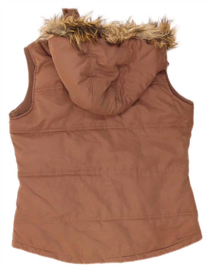 Fat Face Gilet rembourré à capuche pour femme UK 12 Marron moyen Polyester