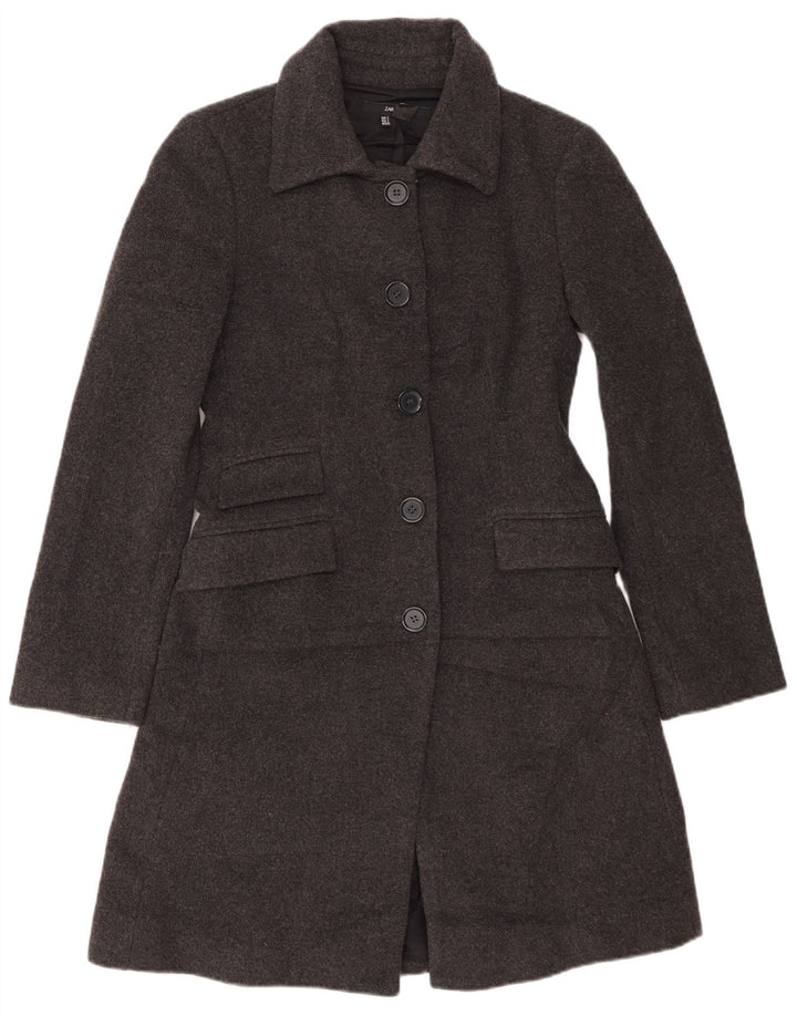 Zara Femme Pardessus UK 10 Petite Laine Grise
