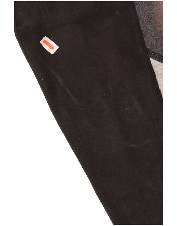 REEBOK Leggings Femme UK 10 Petit Noir Colorblock Coton