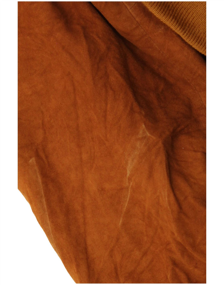 vintage Mens Suede Bomber Jacket EU 56 3XL Cuir Marron