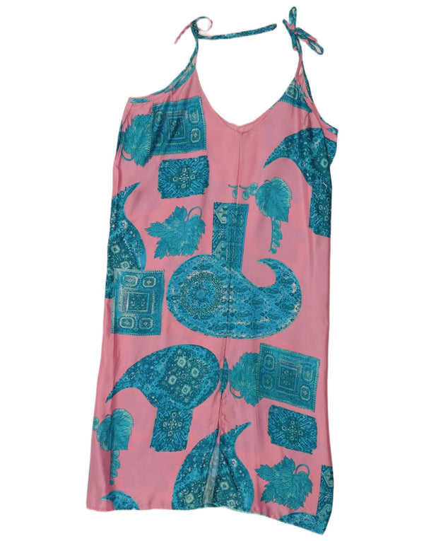 Vintage Womens Slip Dress UK 12 Medium Pink Paisley