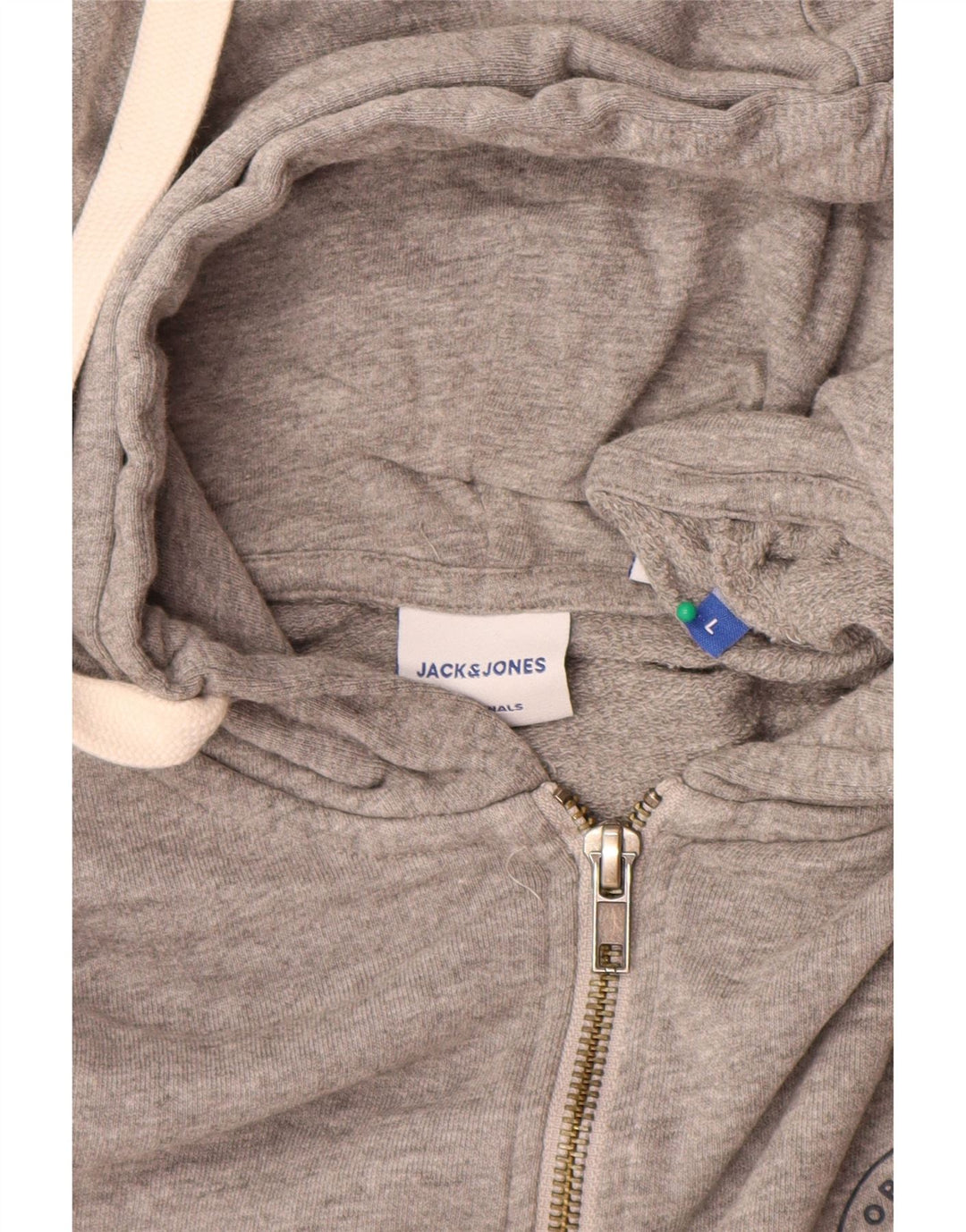 Jack & Jones Pull à capuche zippé pour hommes, grand coton gris
