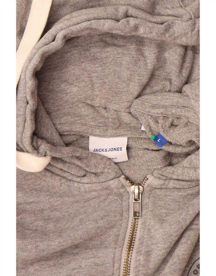 Jack & Jones Pull à capuche zippé pour hommes, grand coton gris