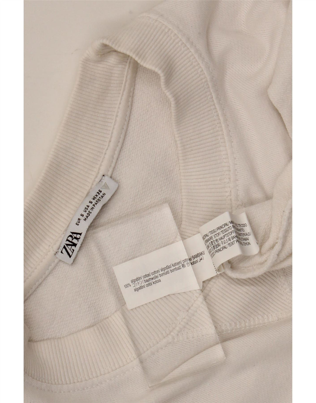 Zara Sweat-shirt surdimensionné pour femme UK 10 Petit coton blanc