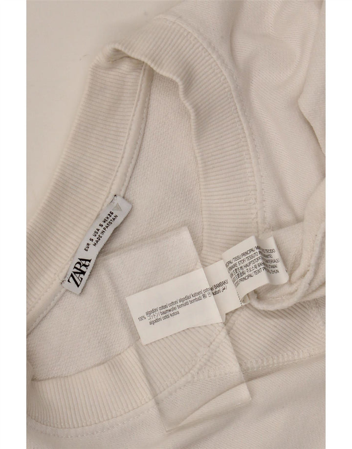 Zara Sweat-shirt surdimensionné pour femme UK 10 Petit coton blanc