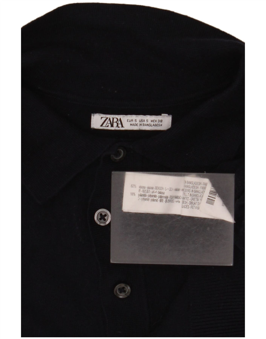 Polo Homme Zara Petit Bleu Marine Viscose
