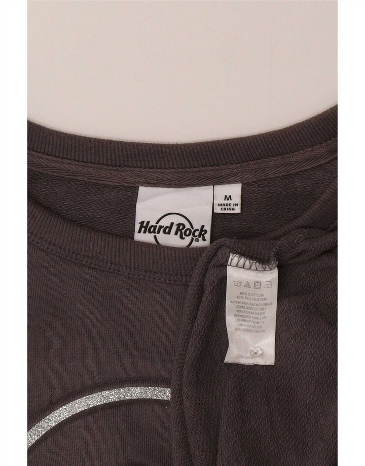 Hard Rock Cafe Sweat-shirt surdimensionné graphique pour femme UK 14 Gris moyen