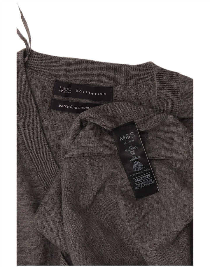 Marks & Spencer Pull surdimensionné à col en V pour femme UK 6 XS Gris