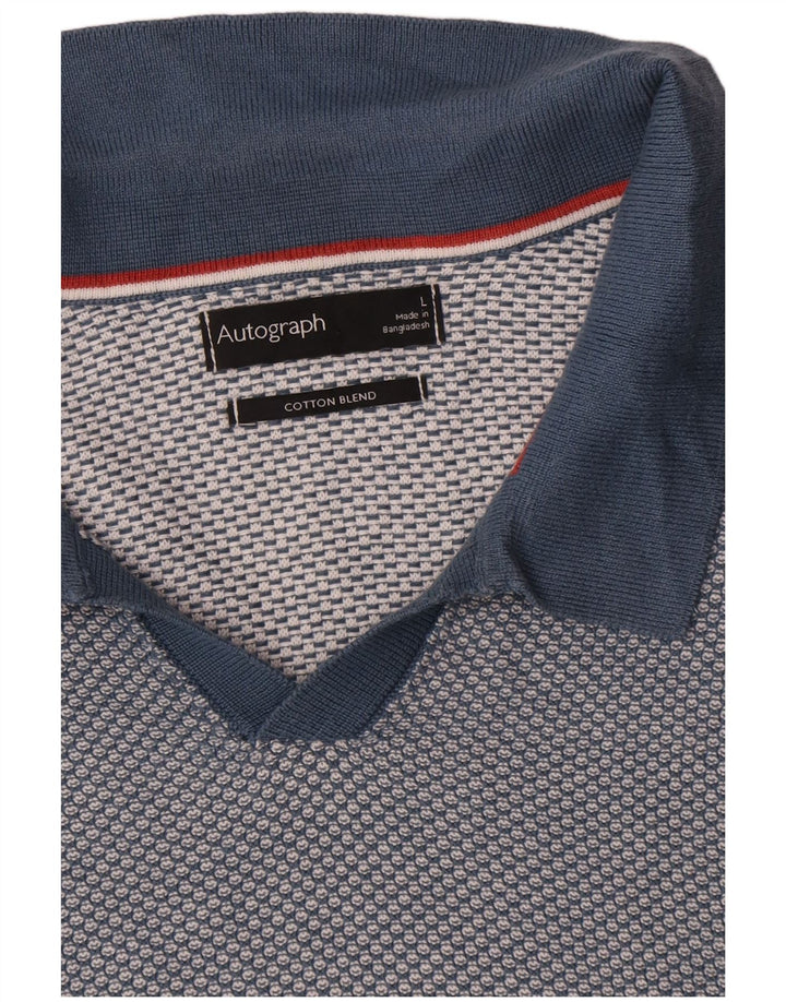 Marks & Spencer Pull à col polo autographe pour hommes, grand bleu