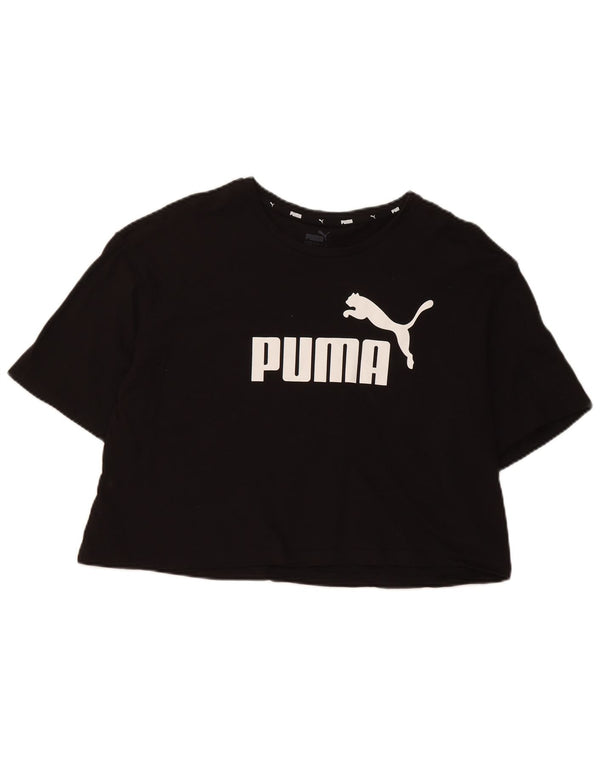 Puma T-shirt court graphique pour femme UK 16 Large Noir Coton
