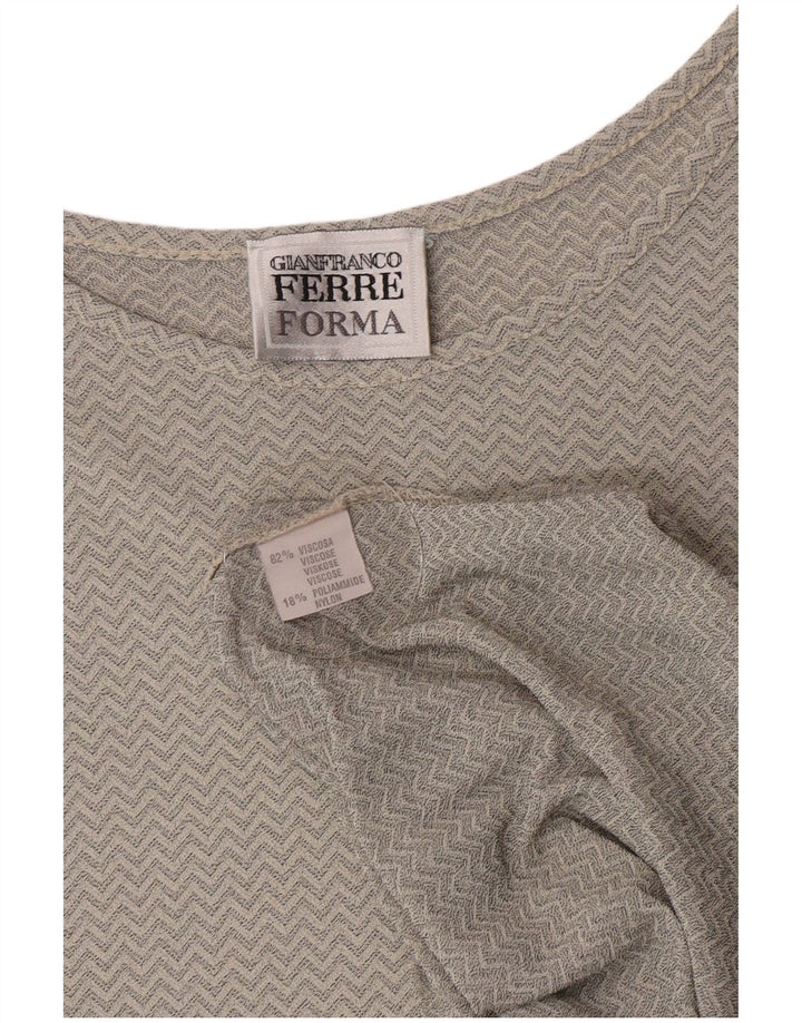 Gianfranco Ferre Chemisier Femme Top UK 16 Large Gris Chevron Viscose
