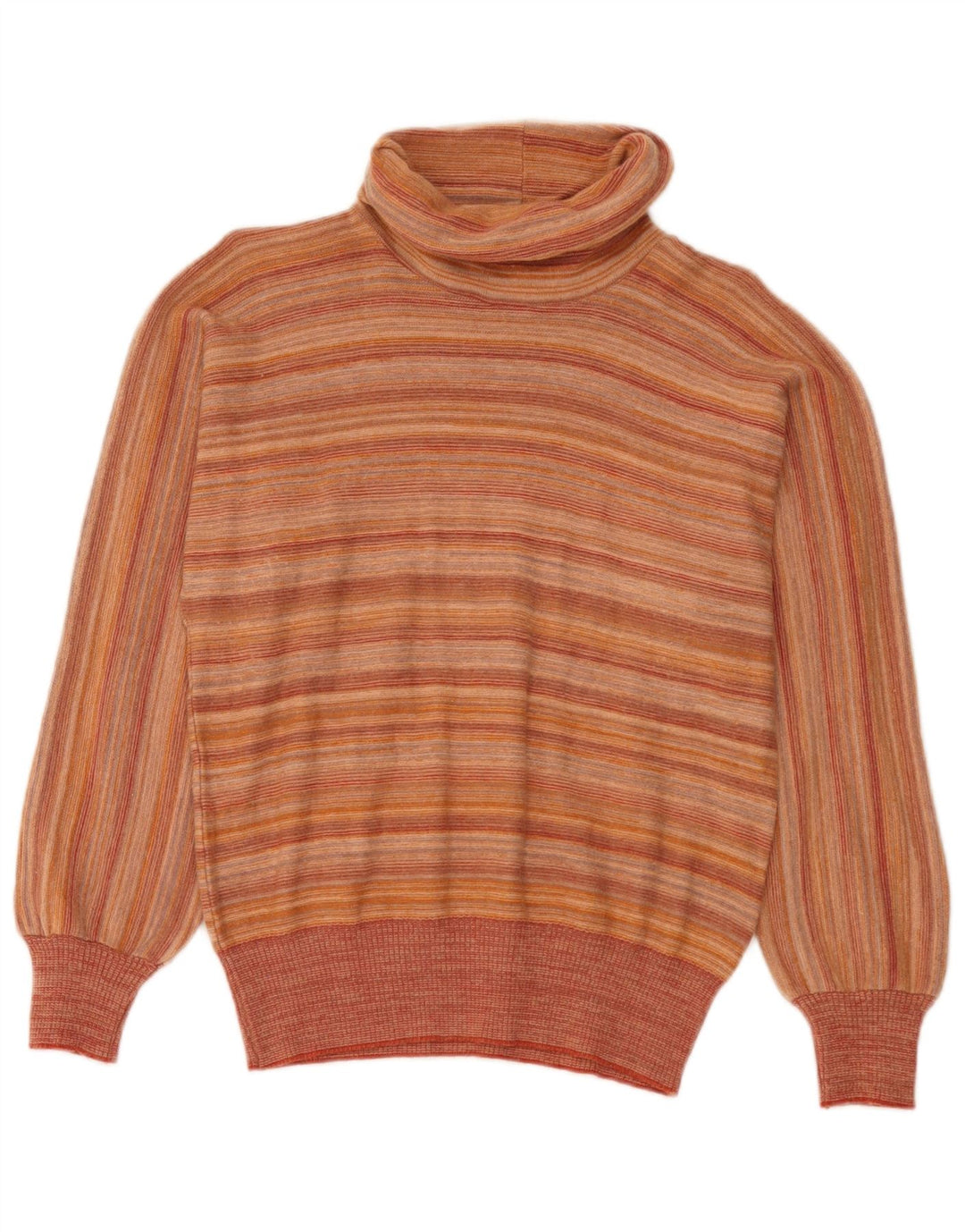 vintage Femme Roll Neck Jumper Pull IT 44 Moyen Orange Rayé