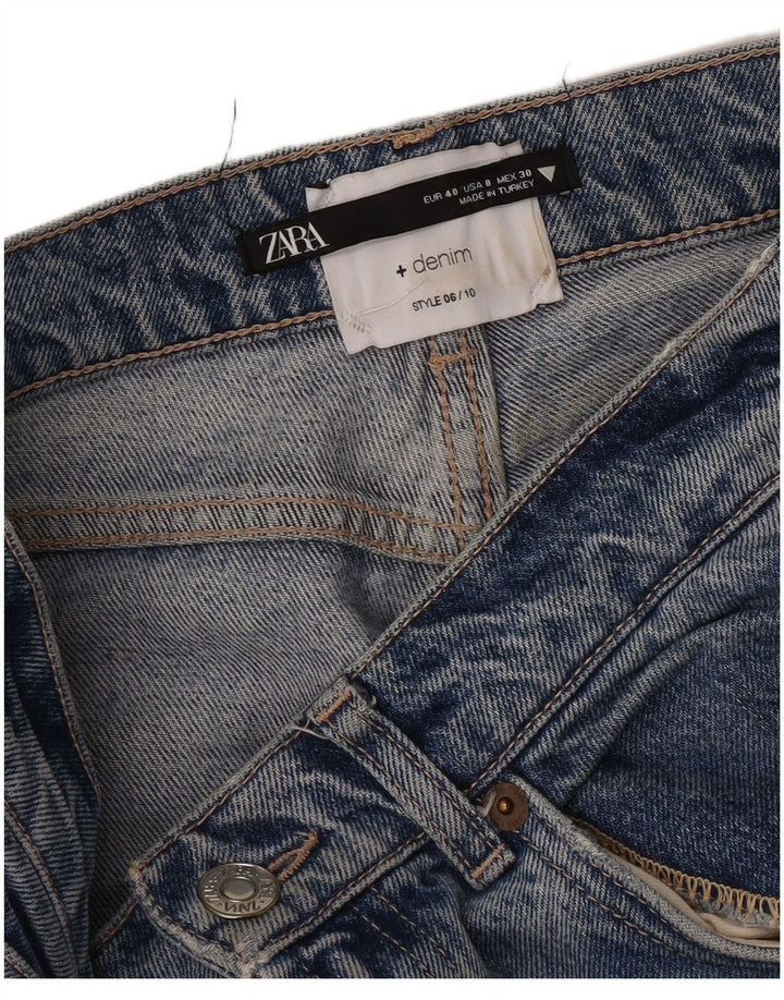 Zara Jean droit taille haute pour femme EU 40 Medium W30 L27 Bleu