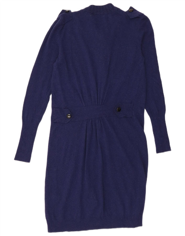 Vintage Womens Longline Cardigan Sweater IT 44 Medium Navy Blue Wool