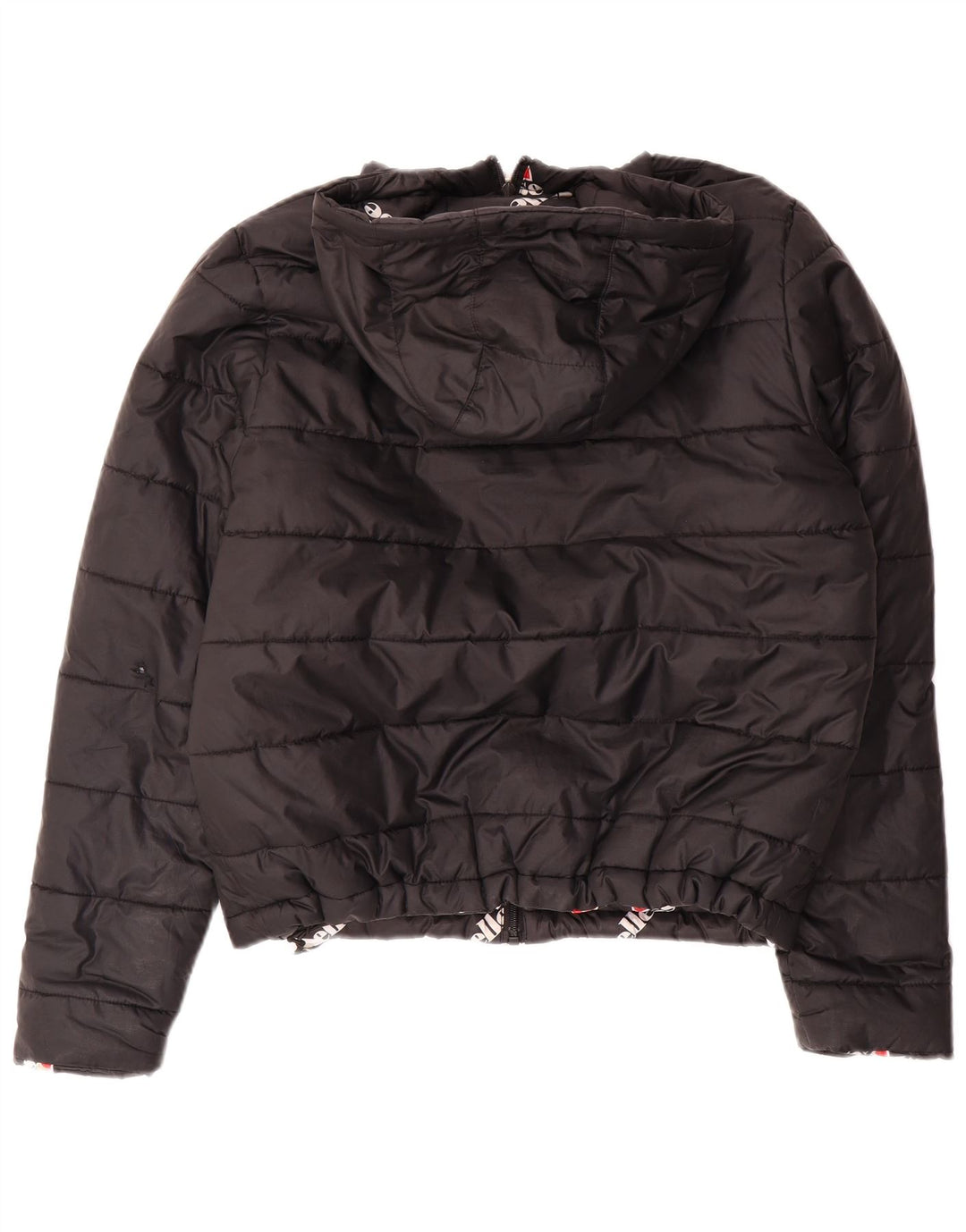 Ellesse Veste matelassée réversible à capuche surdimensionnée pour femme UK 8 Small Noir