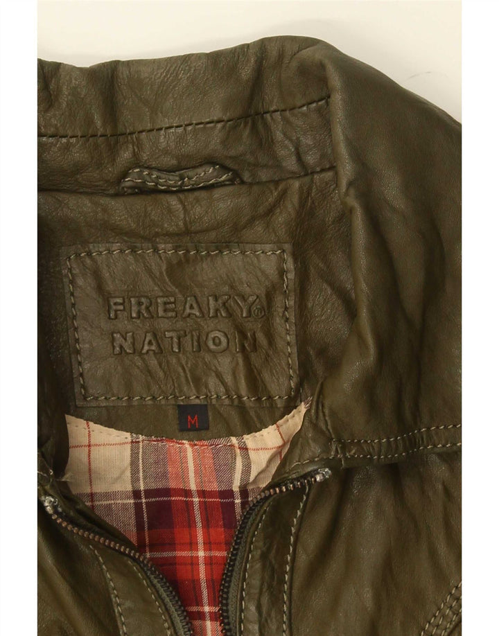 Freaky Nation Veste en cuir pour femme UK 12 Vert moyen