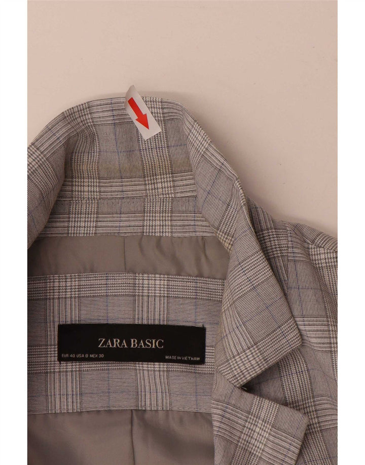 Zara Veste Blazer 1 Bouton Femme EU 40 Pied-de-Poule Gris Moyen