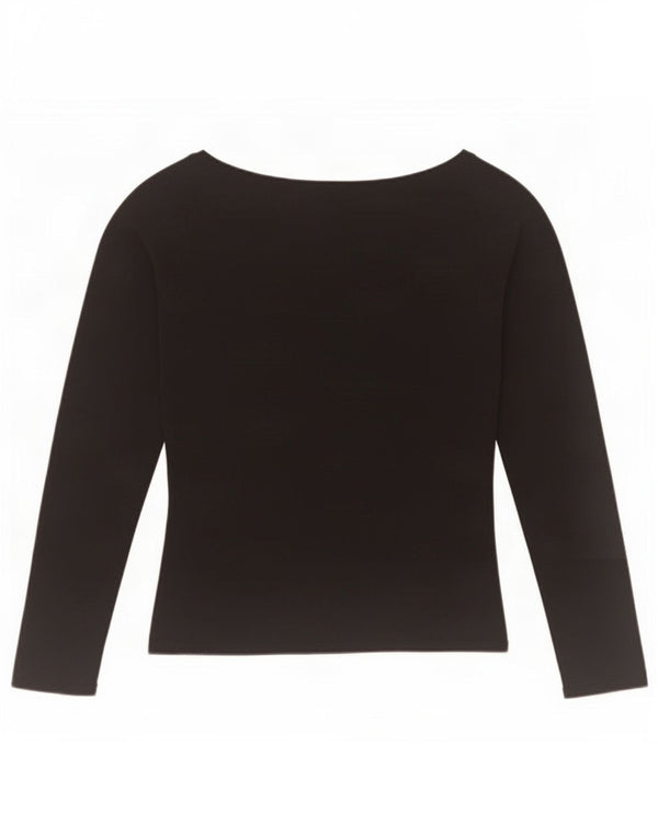 Zara Womens Crop Top Manches Longues UK 12 Rayonne Noir Moyen