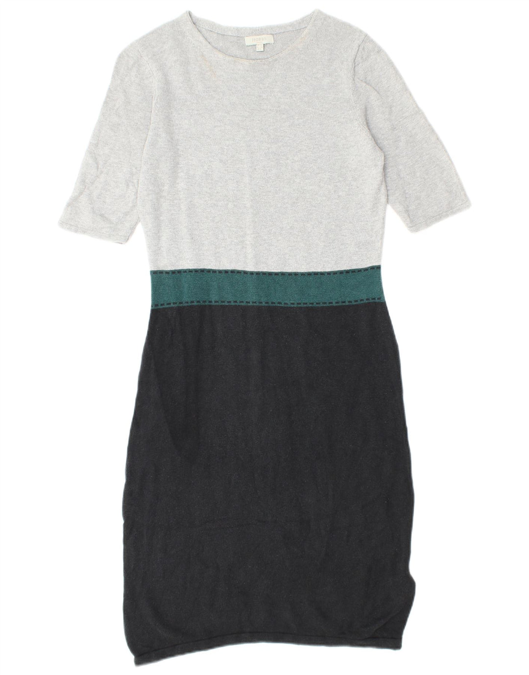 HOBBS Robe pull à manches courtes pour femme UK 10 Petit Gris Colorblock Soie