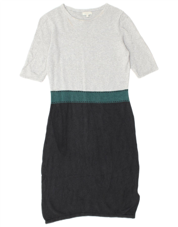 HOBBS Robe pull à manches courtes pour femme UK 10 Petit Gris Colorblock Soie