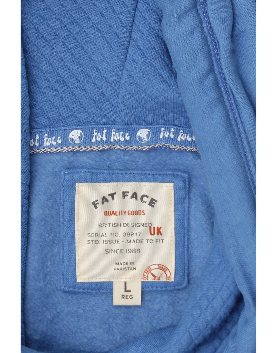 FAT FACE Pull à capuche pour homme en coton bleu Taille L