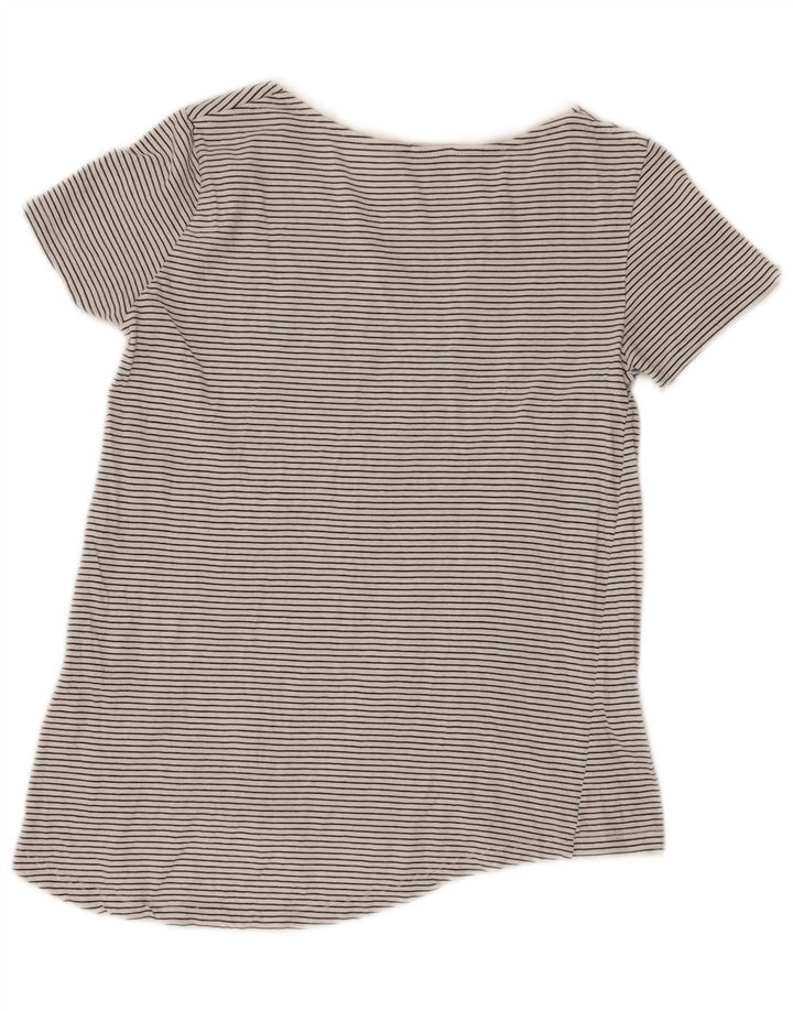 ZARA Womens T-Shirt Top UK 10 Petites Rayures Grises