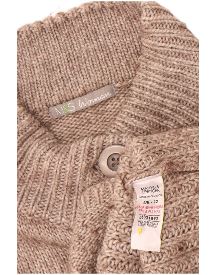 Marks & Spencer Pull Cardigan Femme UK 12 Gris Moyen Acrylique Moucheté