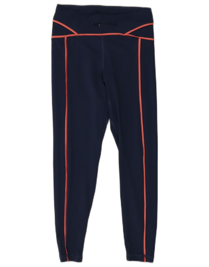 Nike Legging graphique Dri Fit pour femme UK 8 Small Bleu marine Polyester