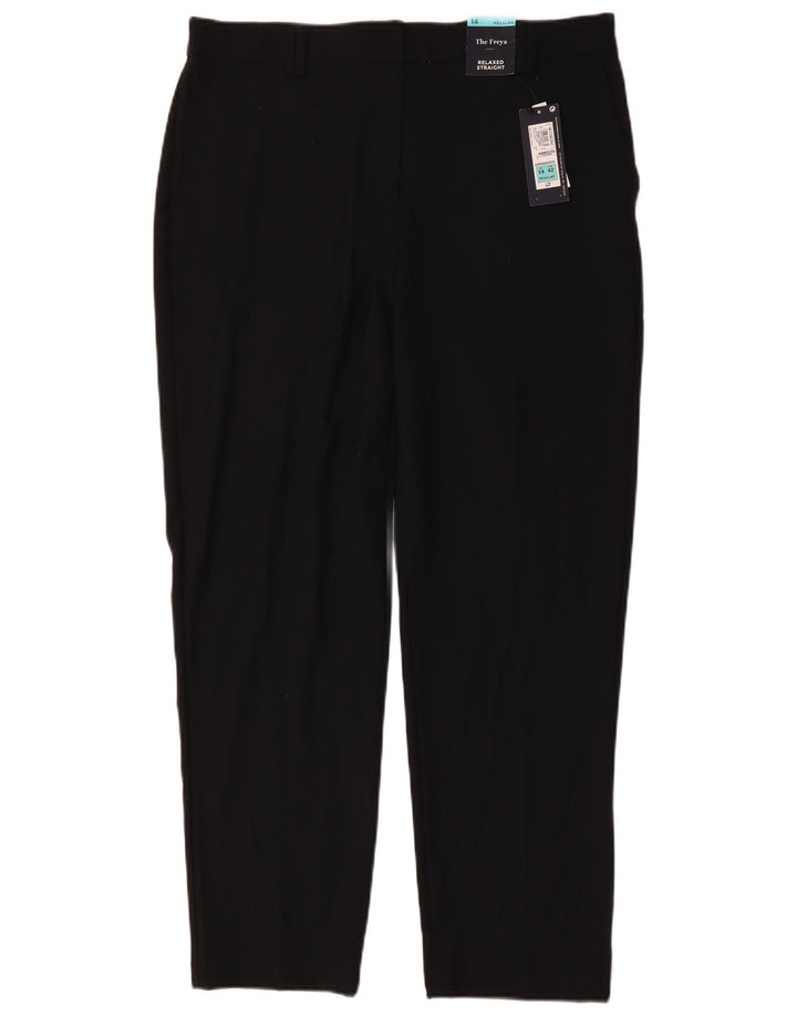 MARKS & SPENCER Pantalon chino décontracté pour femme UK 14 Large W36 L30 Noir