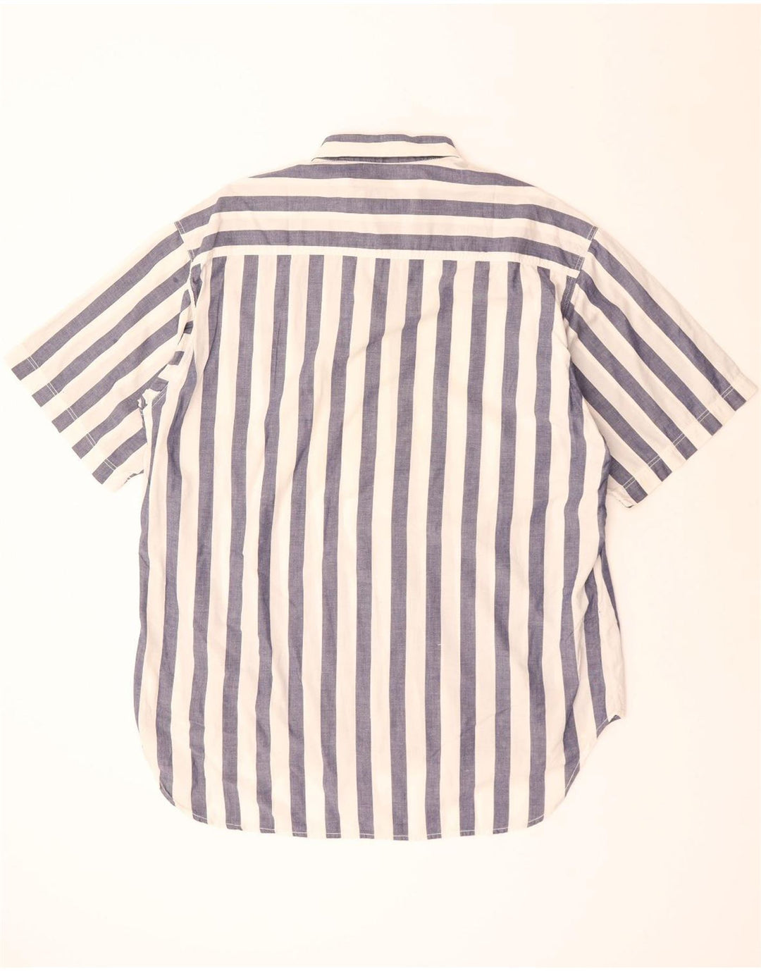 BENETTON Chemise à Manches Courtes Homme Large Bleu Marine Rayé