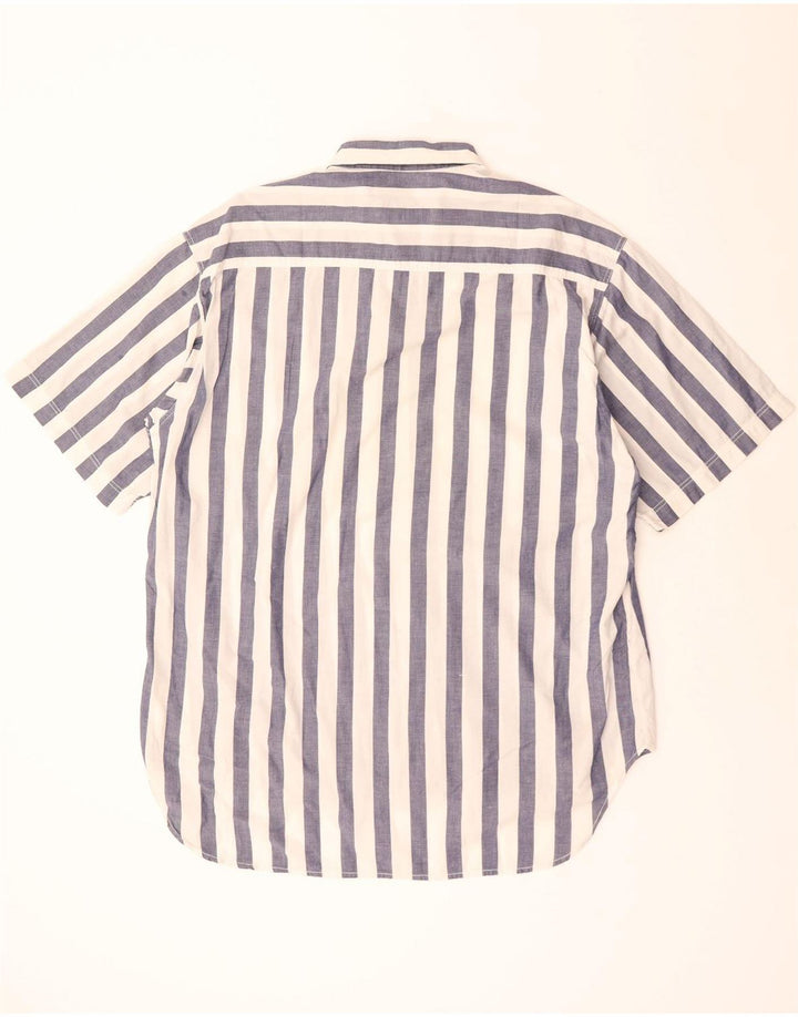 BENETTON Chemise à Manches Courtes Homme Large Bleu Marine Rayé