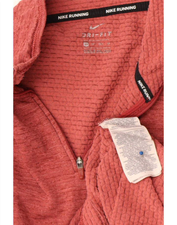 Nike Haut de survêtement de course Dri Fit pour femme UK 6 XS Rouge moucheté