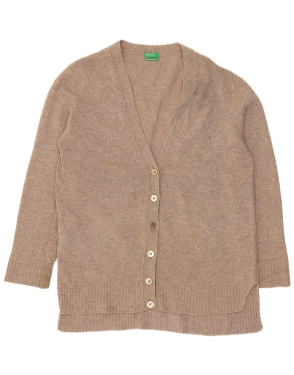 Benetton Pull Cardigan Femme UK 14 Laine Beige Moyen