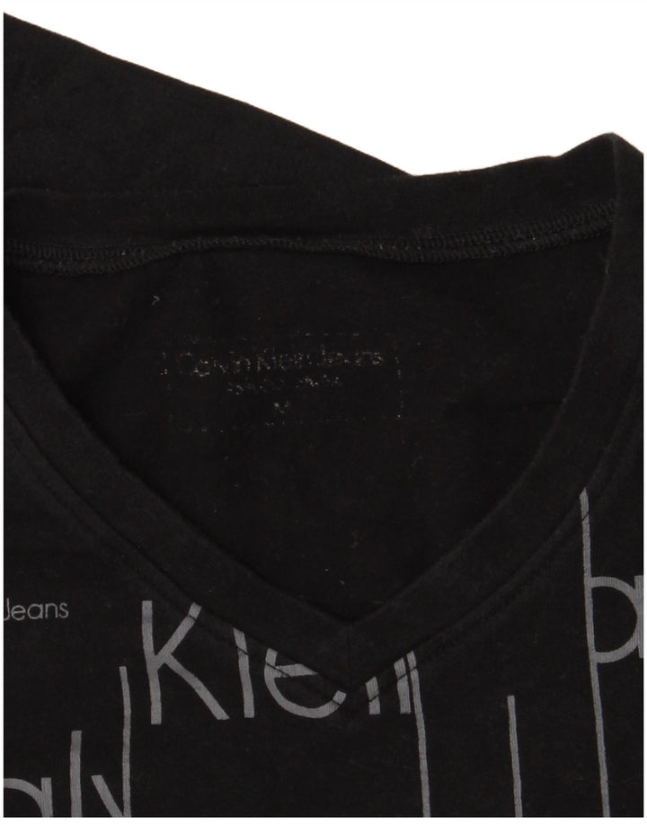Calvin Klein Jeans Haut Graphique Femme Manches Longues UK 12 Moyen Noir