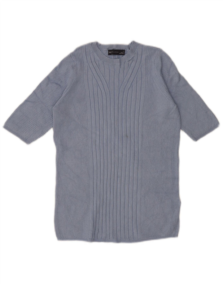 MARKS & SPENCER Womens Crew Neck Jumper Sweater UK 12 Medium Blue