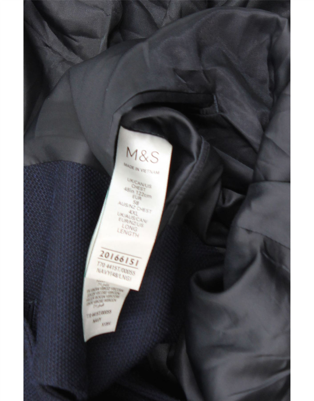 Marks & Spencer Veste blazer à 2 boutons pour homme UK 48 2XL Bleu marine Polyamide