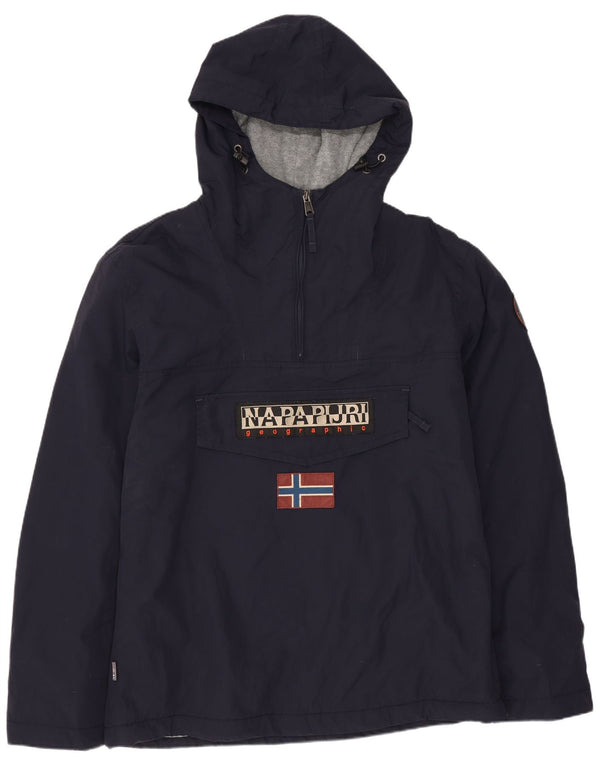 Napapijri Veste Anorak à capuche graphique pour homme UK 40 Large Bleu marine Polyester