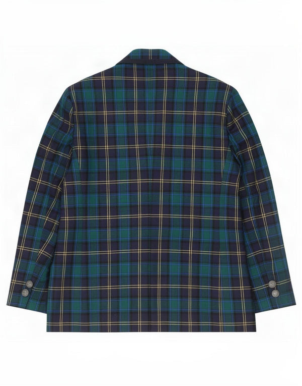 Dominew Veste Blazer 3 Boutons Femme IT 50 XL Vert à Carreaux Laine Vierge